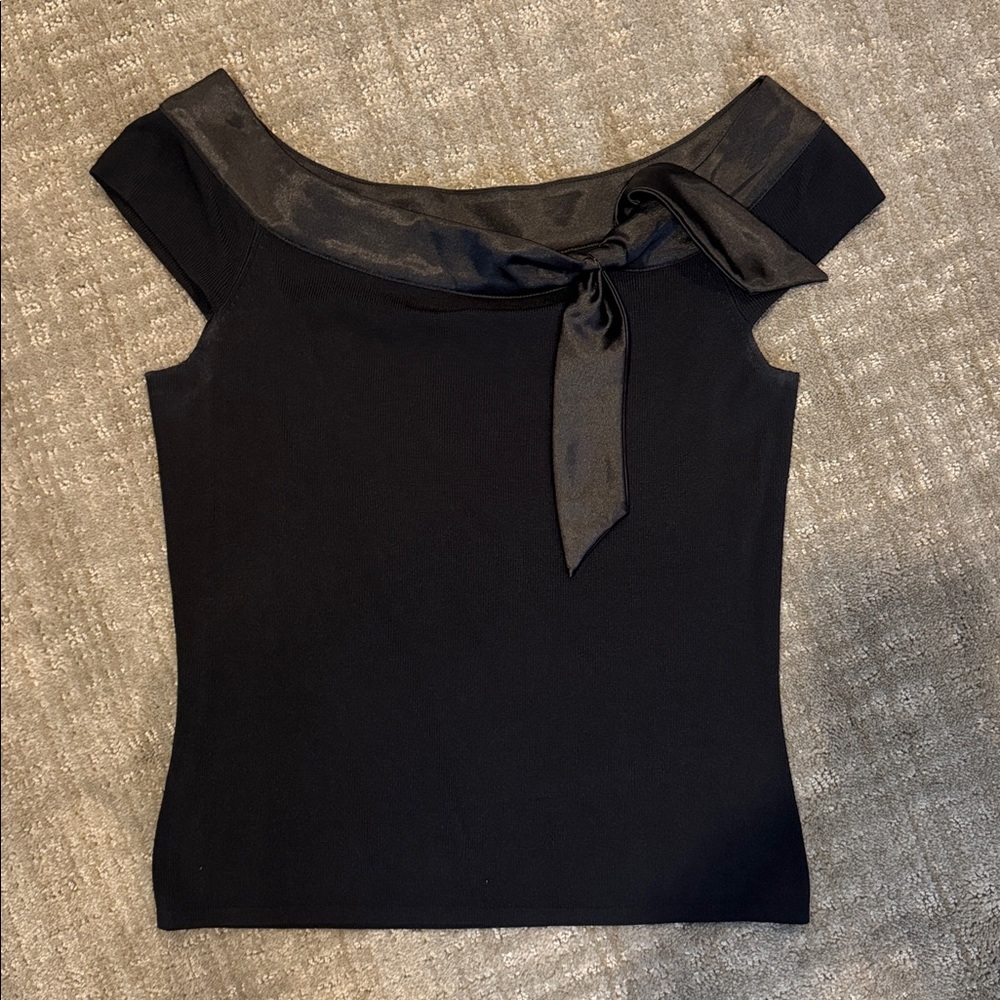 Dolce Cabo Black Sleeveless Sweater with Bow, Size L - Picture 5 of 7